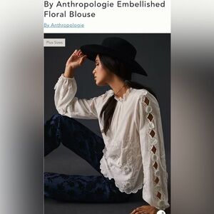 By Anthropologie Ladies Embroidered Floral Blouse